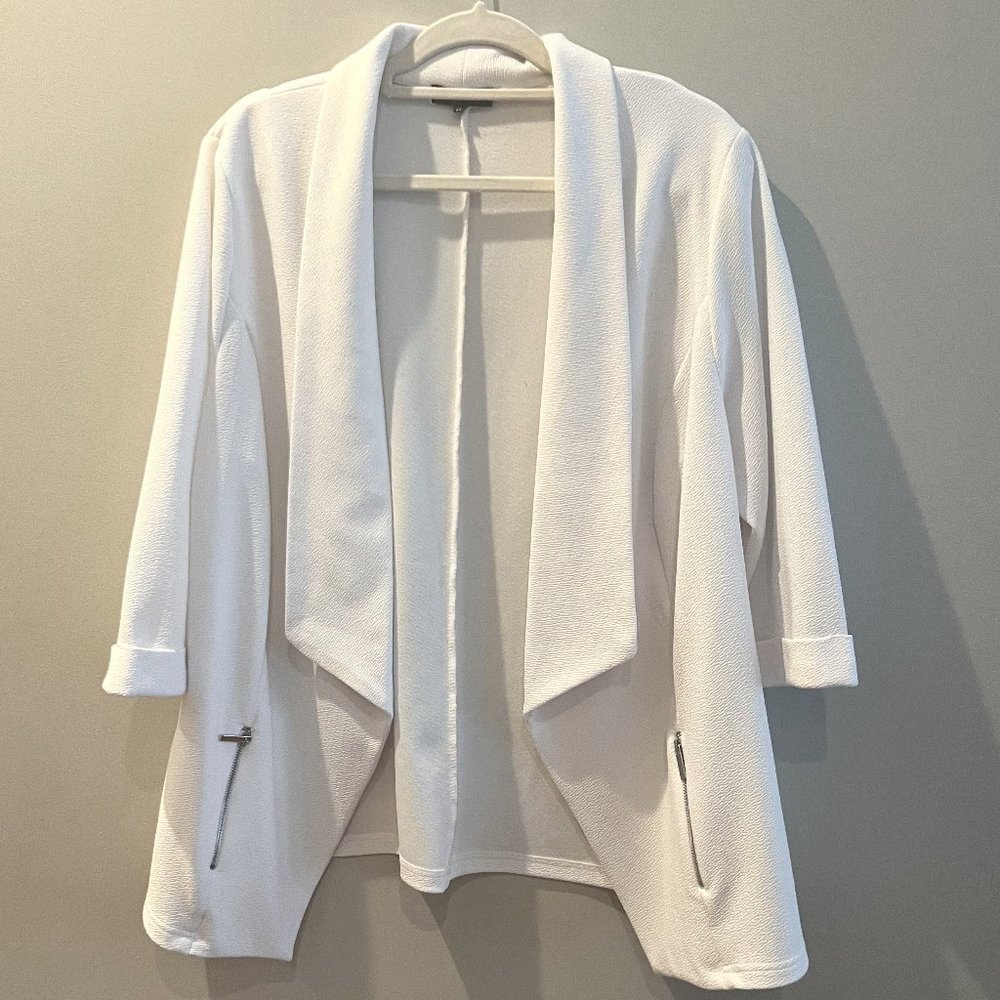 Light weight Waffle Knit Open Front Waterfall Jacket - US 18